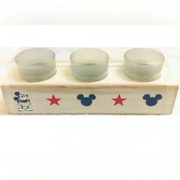 NWT Disney Parks Mickey Mouse American Legend 3 Candle Holder Set / Wooden Box - Picture 5 of 5